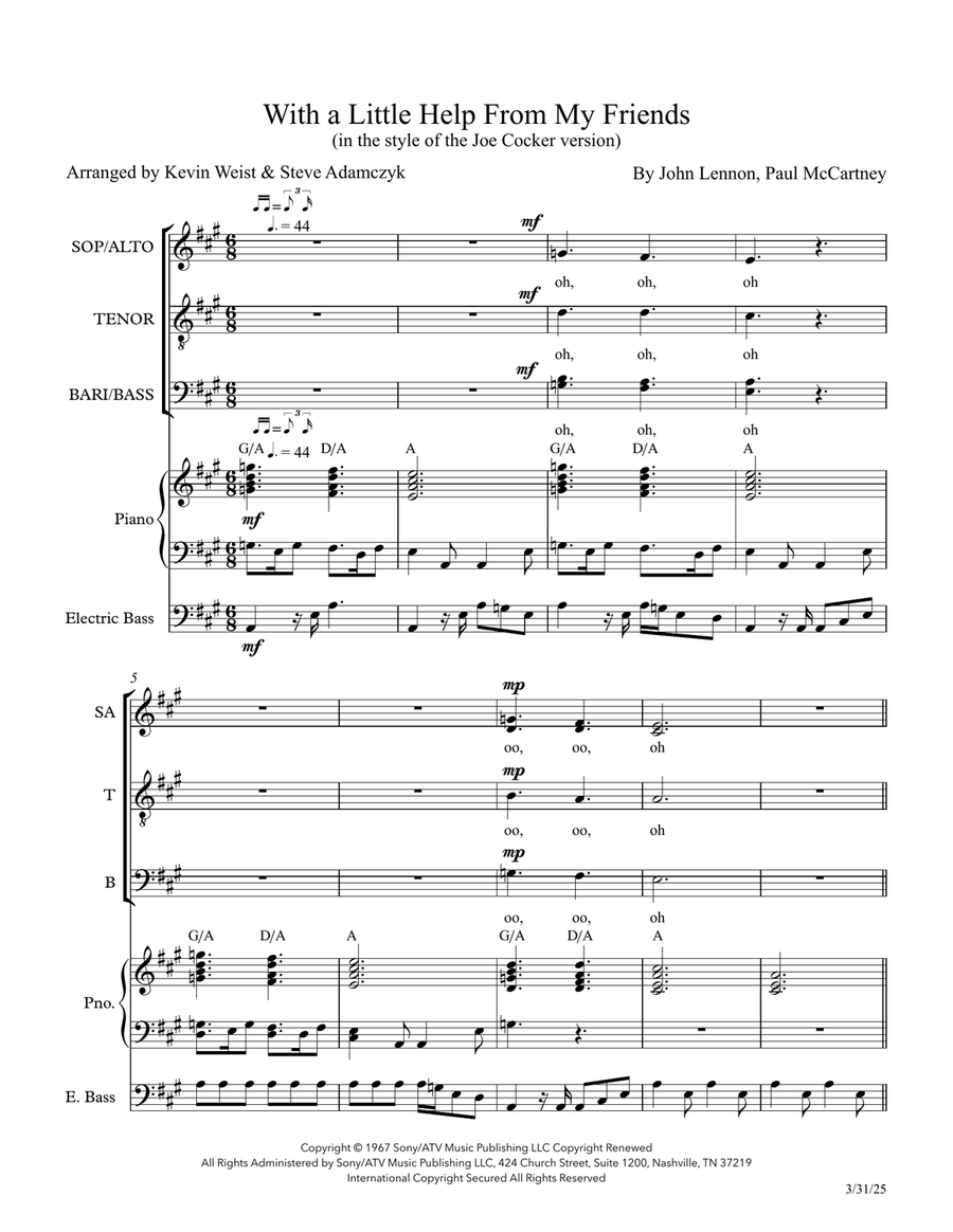With A Little Help From My Friends Divisi scores gallery preview page 1