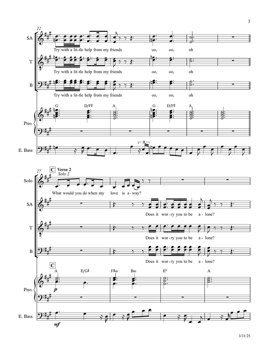 With A Little Help From My Friends Divisi scores gallery preview page 3