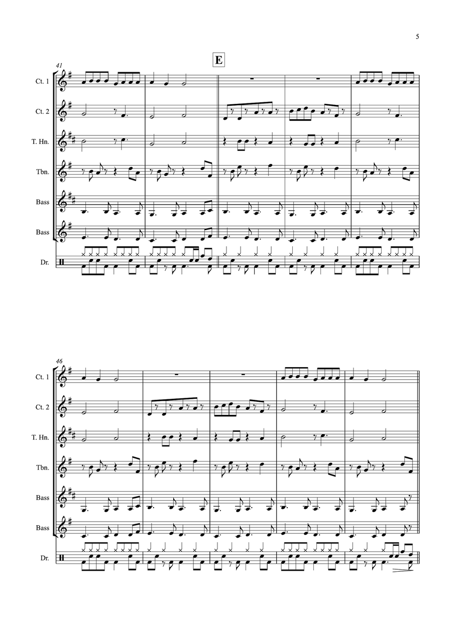 Somebody That I Used To Know Brass Quintet scores gallery preview page 5
