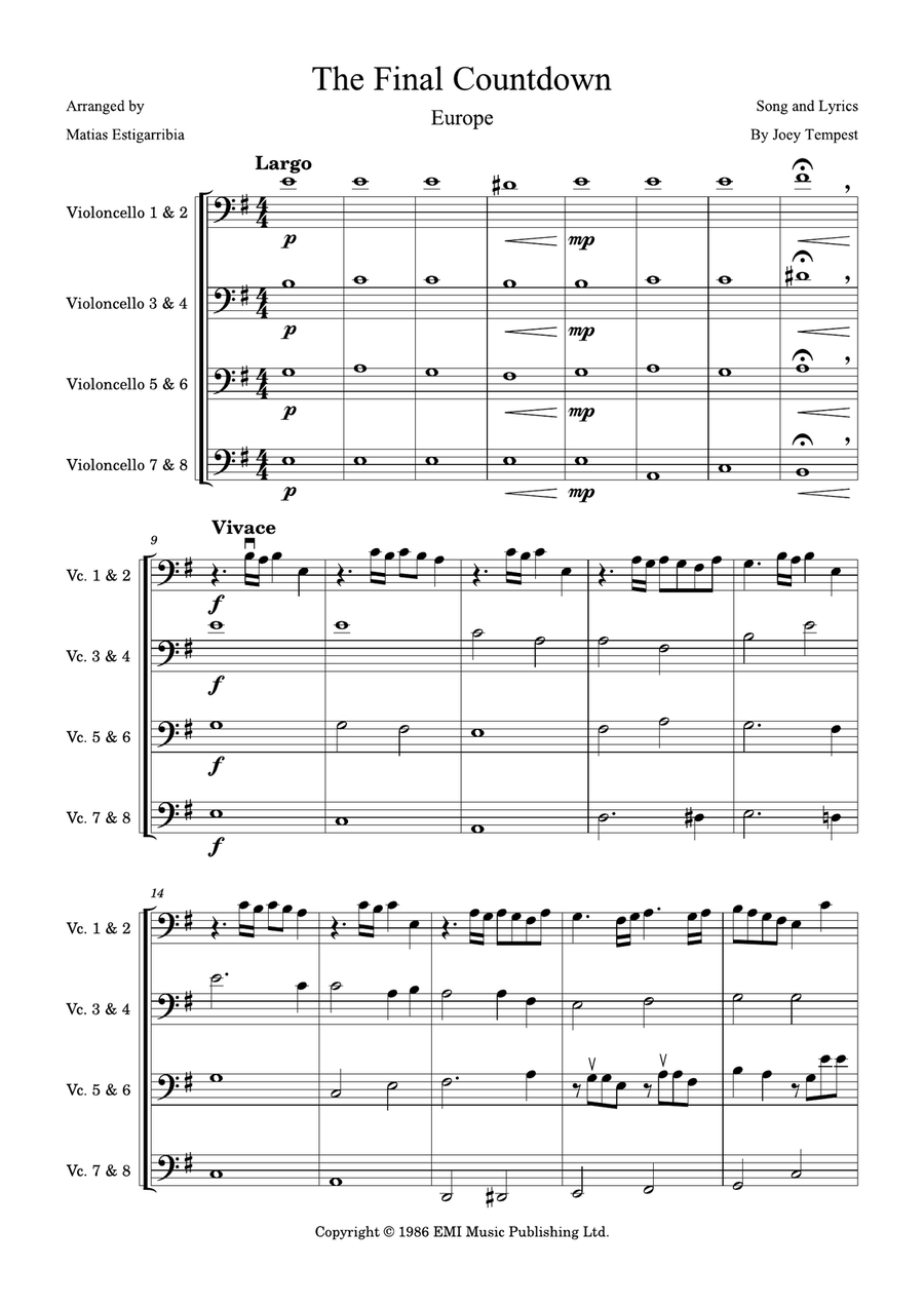 Final Countdown String Quartet scores gallery preview page 1