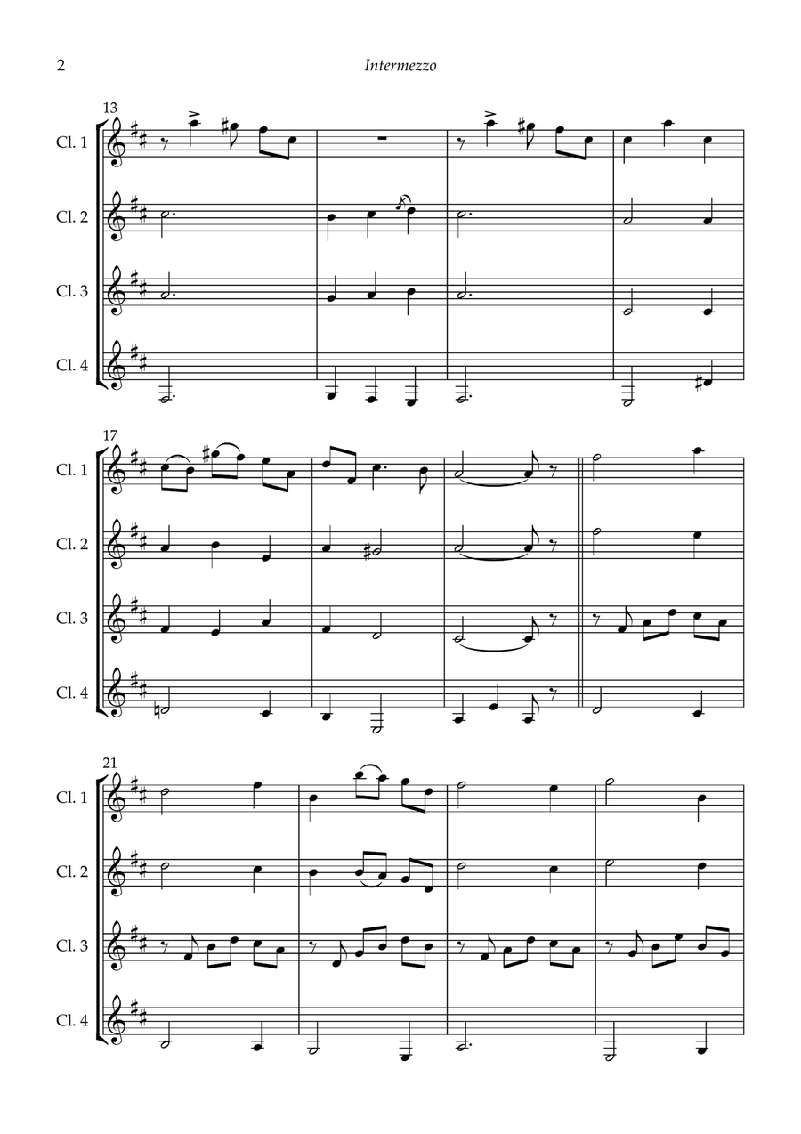 Intermezzo (from Cavalleria Rusticana) for clarinet quartet Clarinet Quartet scores gallery preview page 4