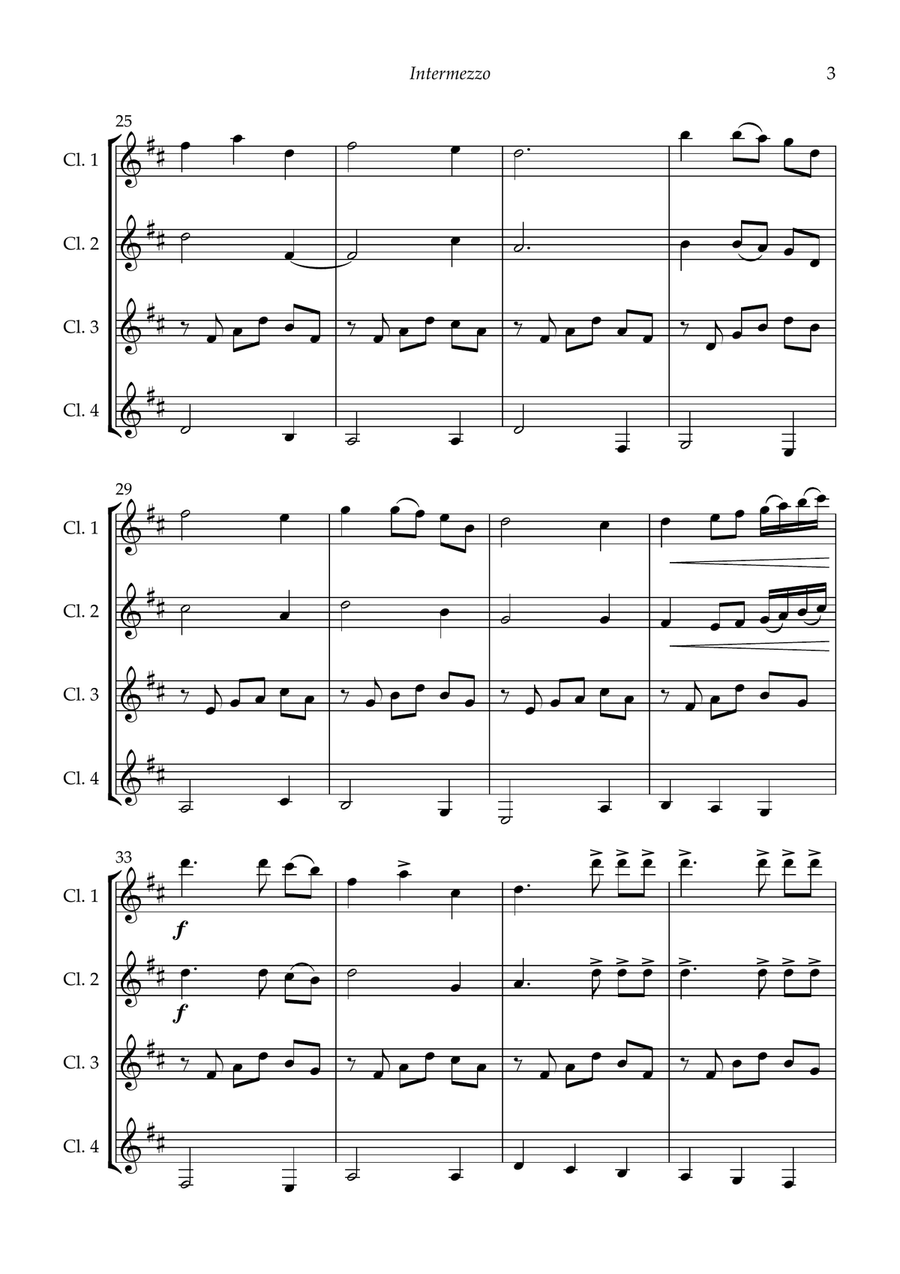 Intermezzo (from Cavalleria Rusticana) for clarinet quartet Clarinet Quartet scores gallery preview page 5