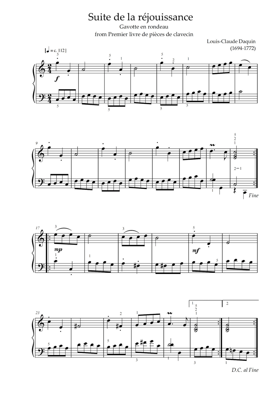 Suite de la réjouissance - Louis-Claude Daquin Piano Solo scores gallery preview page 1