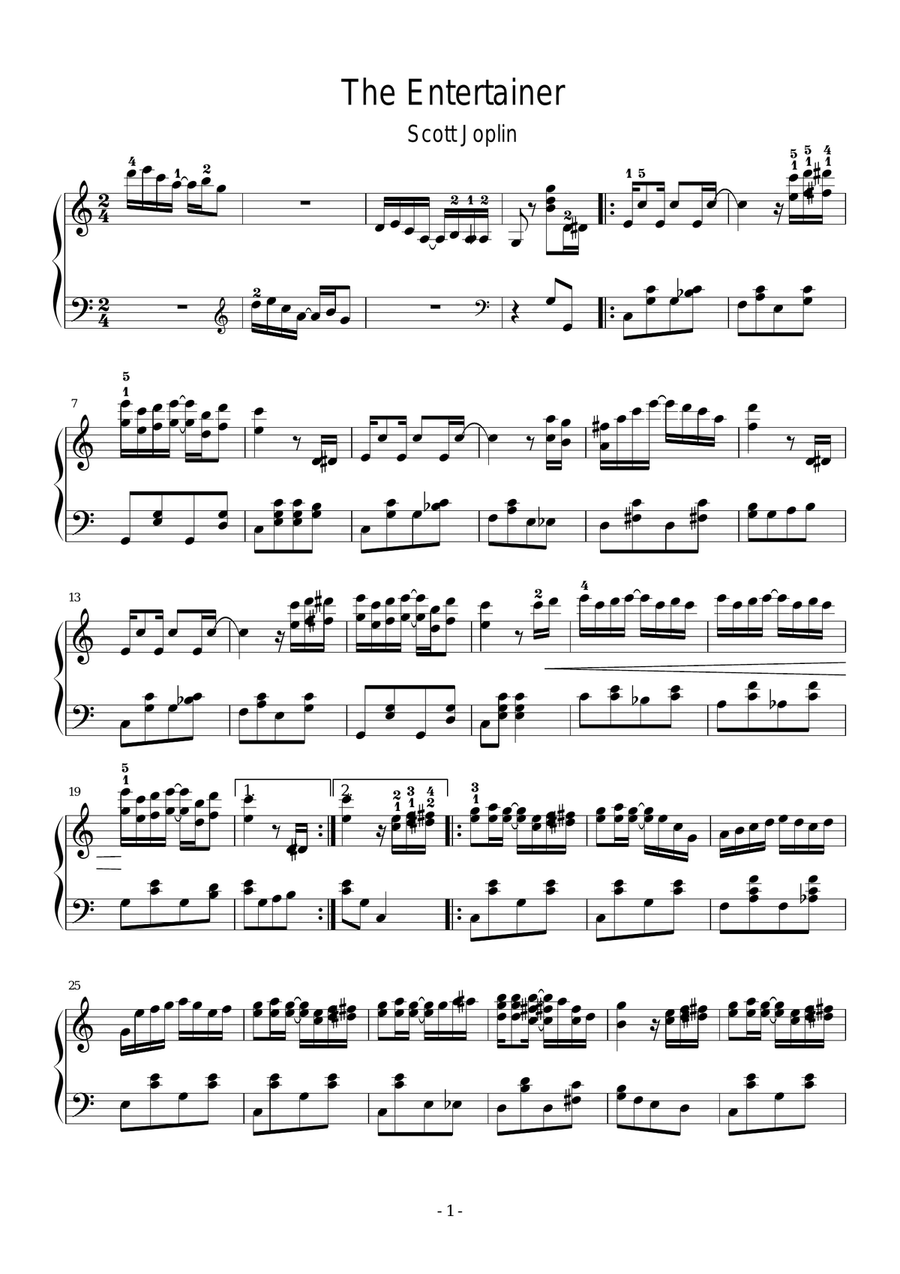 The Entertainer - Scott Joplin Piano Solo scores gallery preview page 1