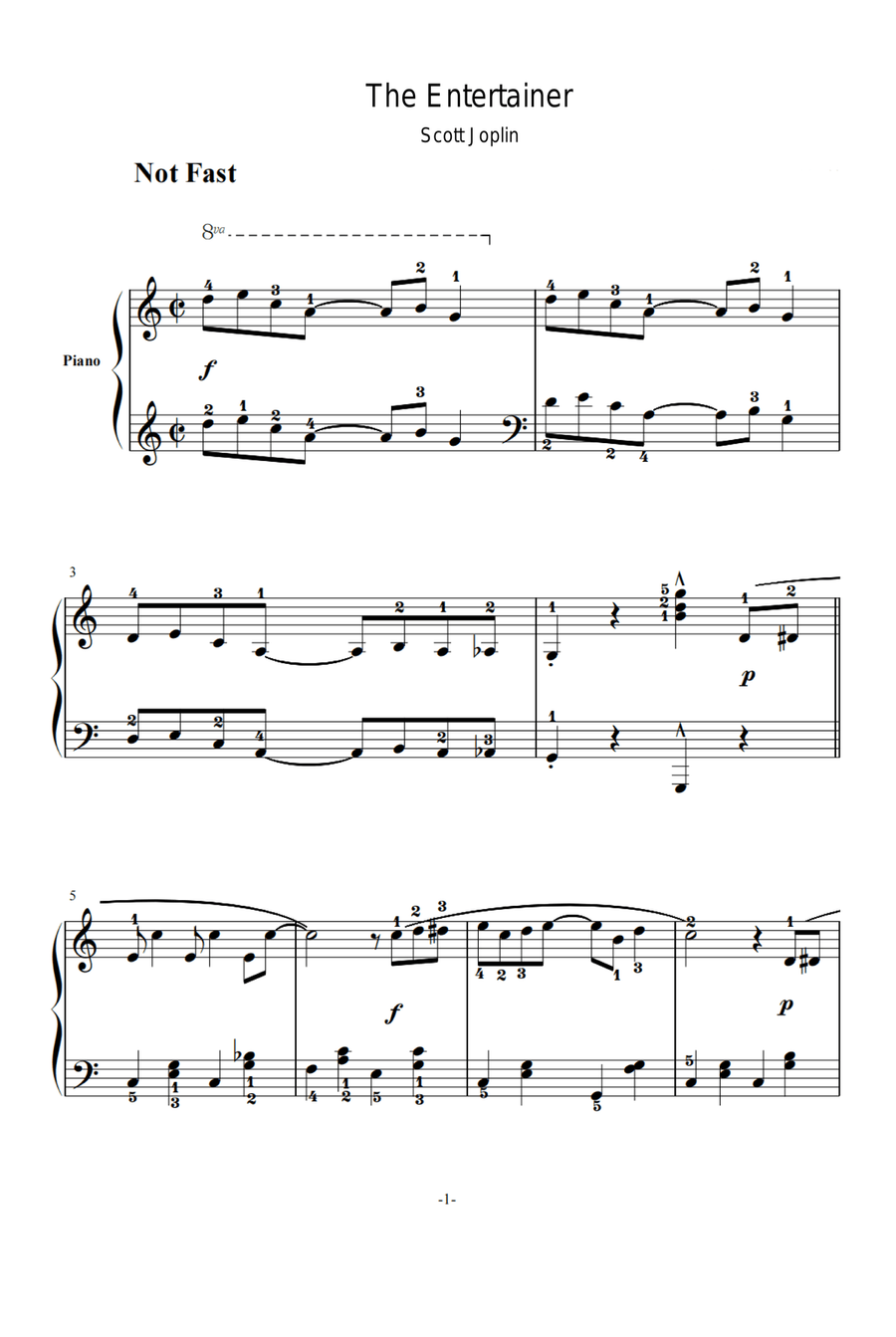 The Entertainer - Scott Joplin Easy Piano scores gallery preview page 1