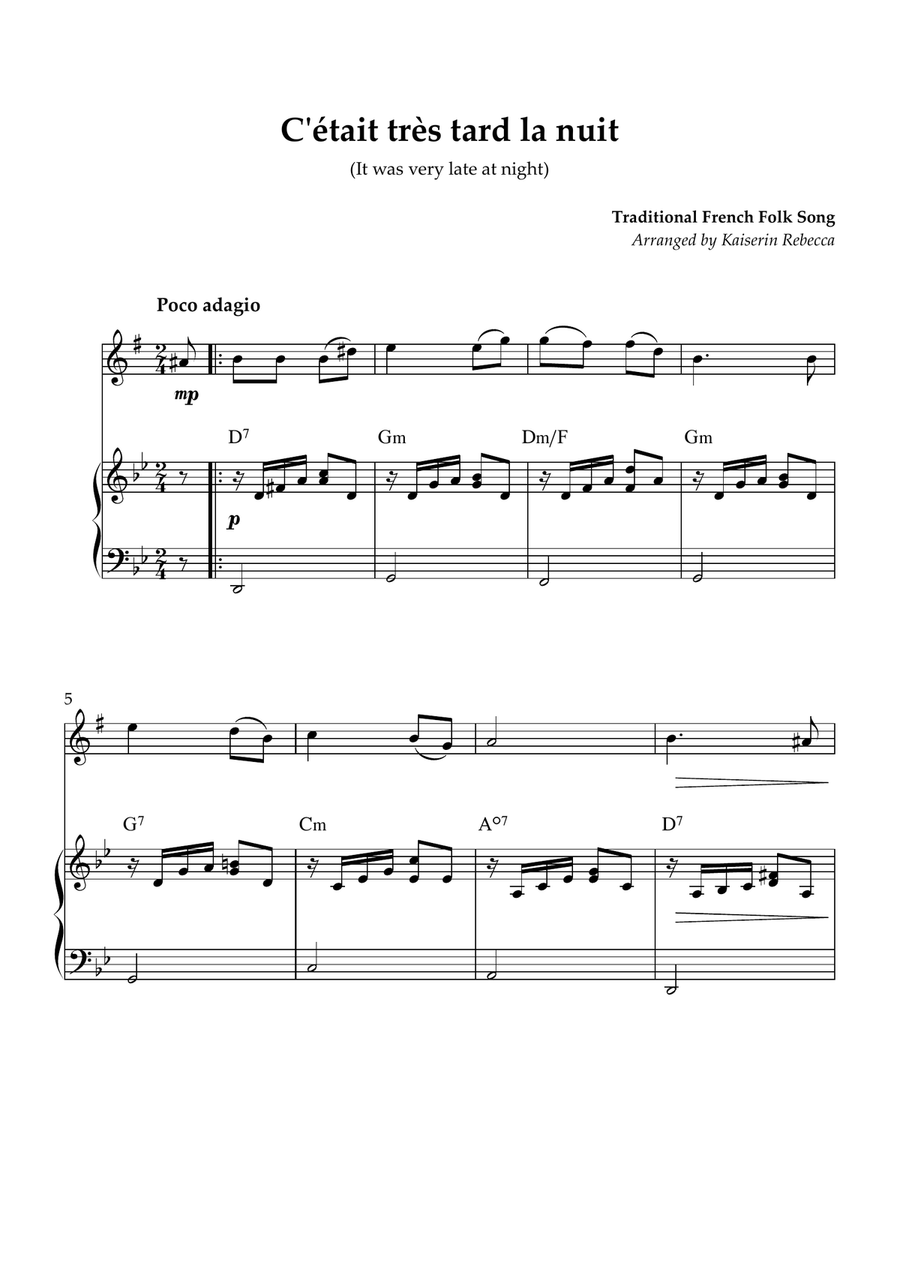 C'était très tard la nuit (It was very late at night) Alto Saxophone scores gallery preview page 1