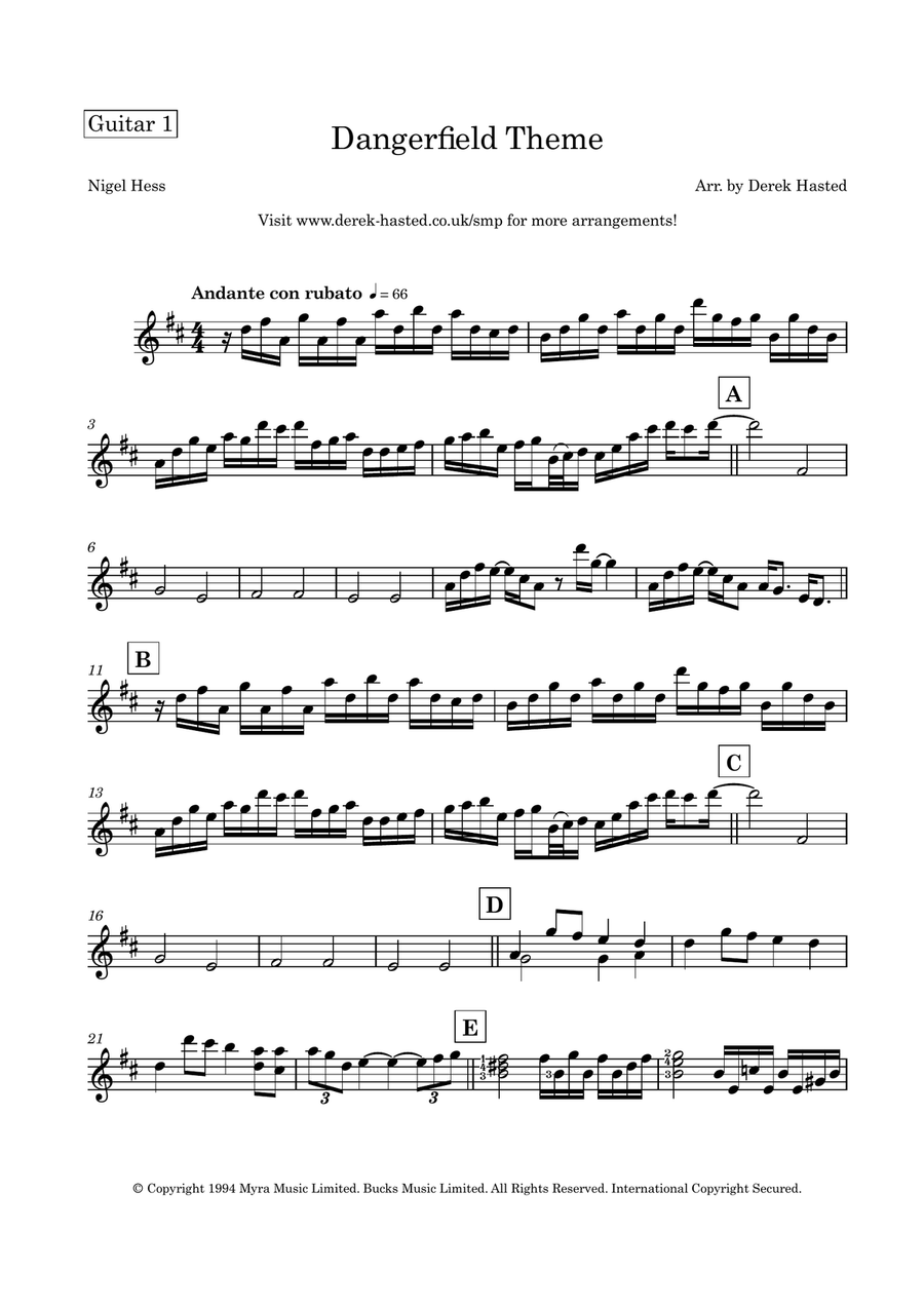 Dangerfield Theme Guitar Ensemble scores gallery preview page 4