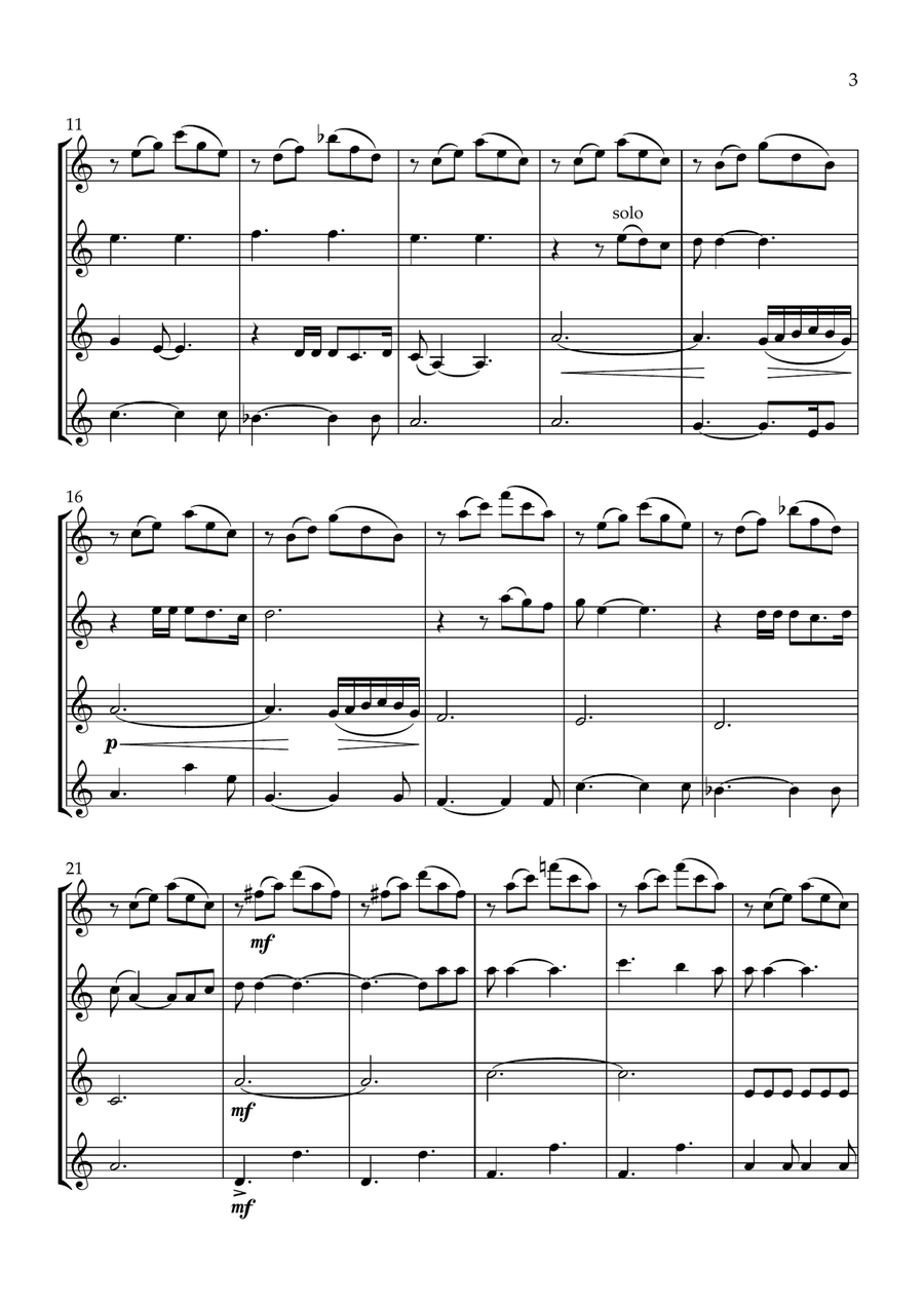 Nights In White Satin Nights In White Satin Clarinet Quartet scores gallery preview page 3