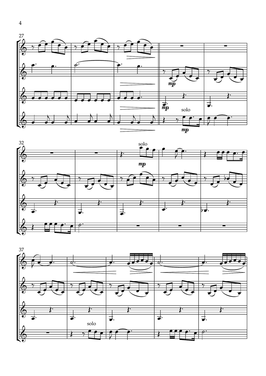 Nights In White Satin Nights In White Satin Clarinet Quartet scores gallery preview page 4