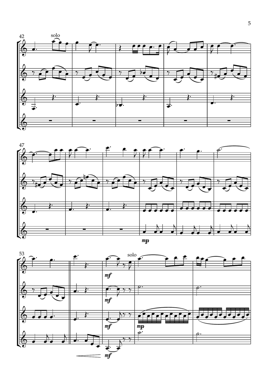 Nights In White Satin Nights In White Satin Clarinet Quartet scores gallery preview page 5