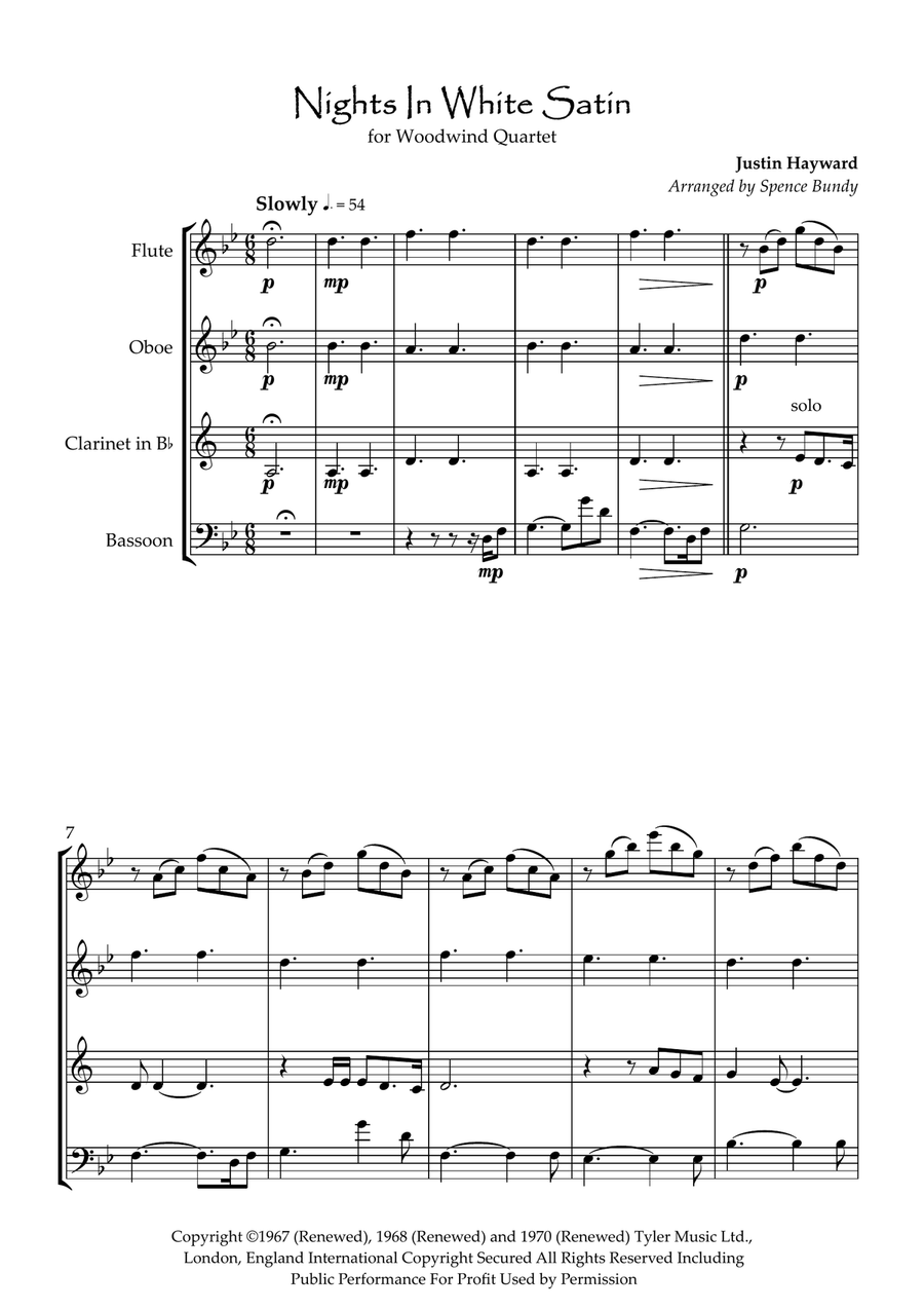 Nights In White Satin Nights In White Satin Woodwind Quartet scores gallery preview page 2