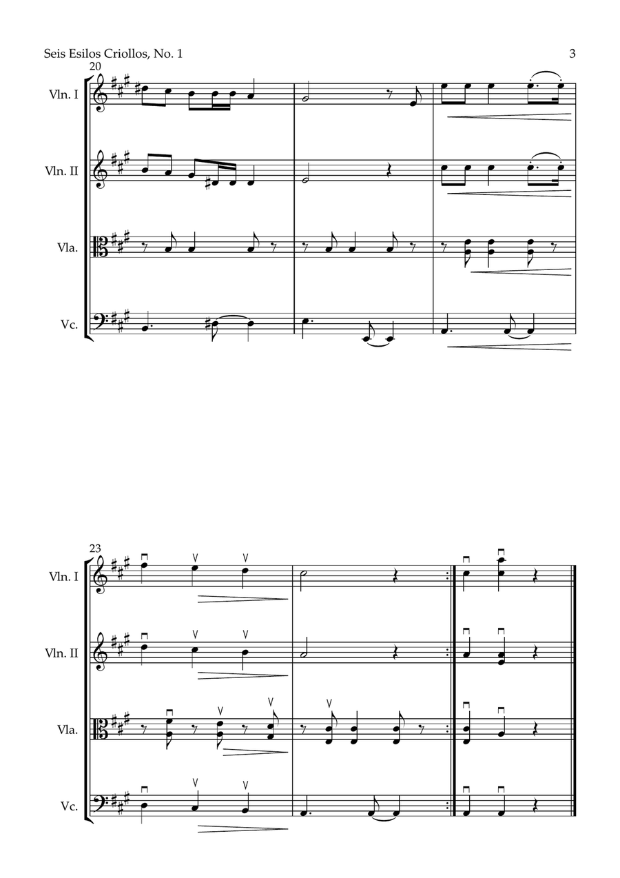 Seis Estilos Criollos for String Quartet (complete) String Quartet scores gallery preview page 3