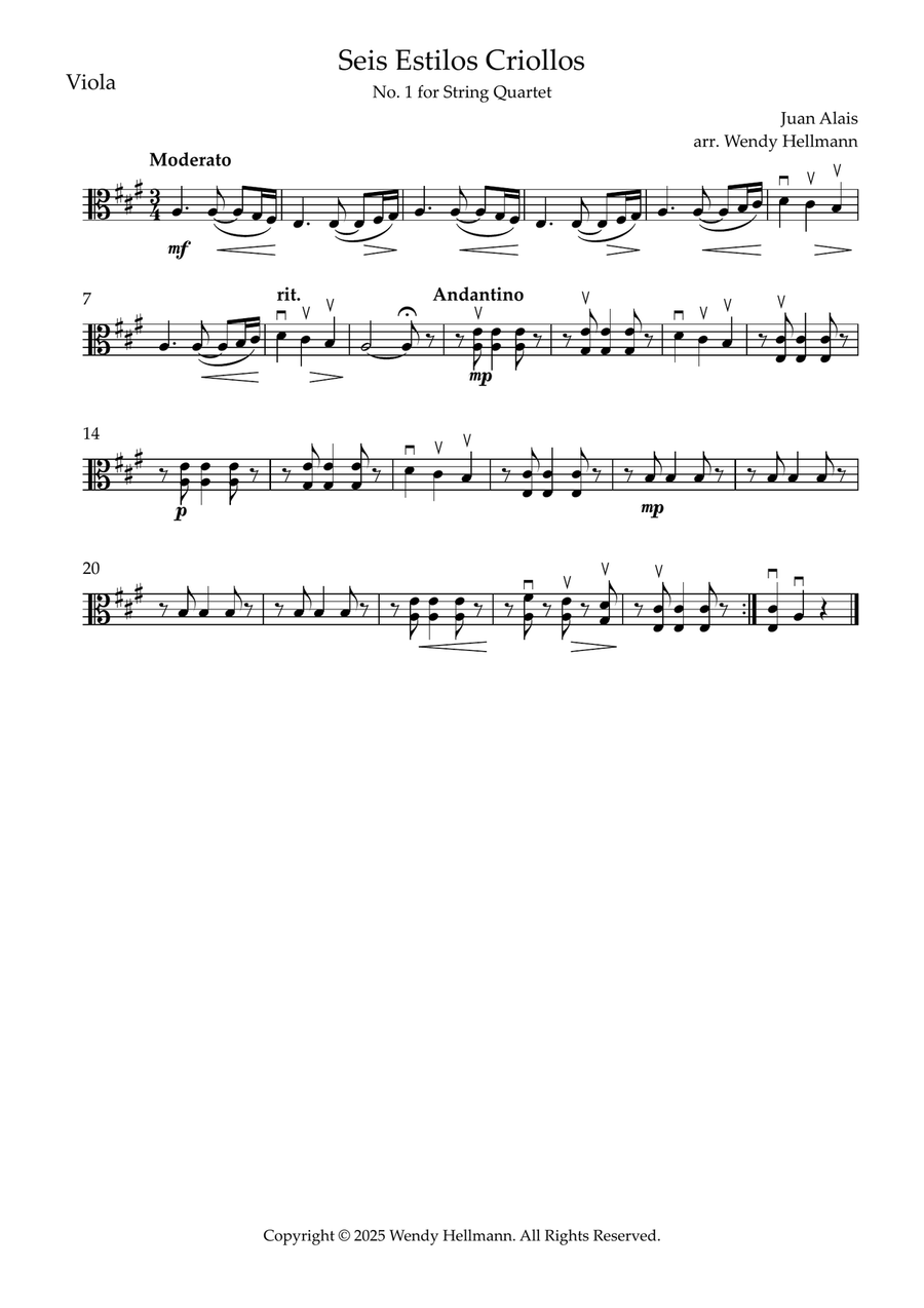 Seis Estilos Criollos for String Quartet (complete) String Quartet scores gallery preview page 6