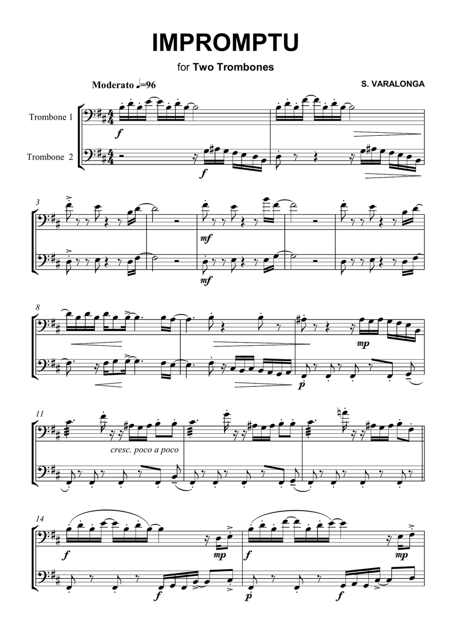IMPROMPTU for Two Trombones Trombone Duet scores gallery preview page 3