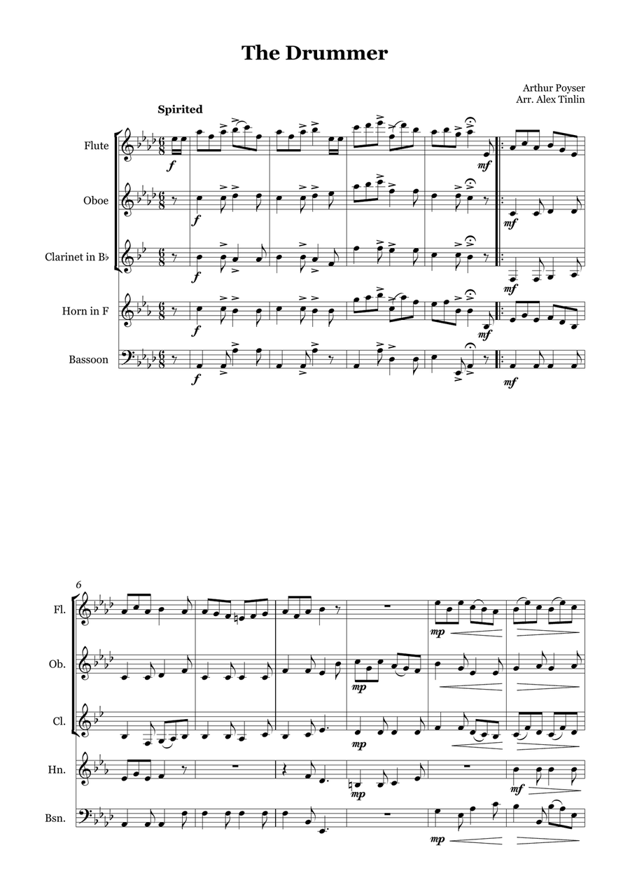 The Drummer The Drummer Woodwind Quintet scores gallery preview page 2