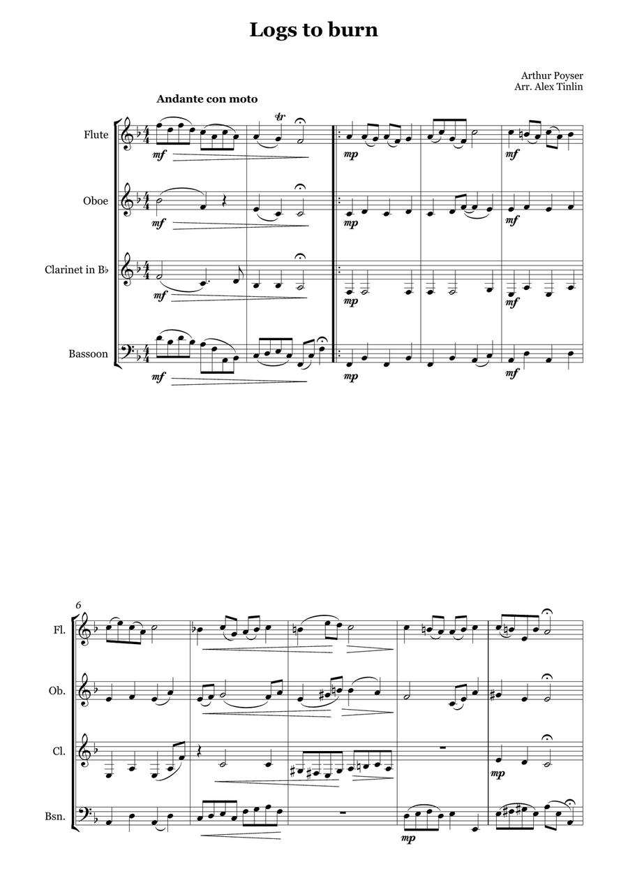 Logs to Burn Logs to Burn Woodwind Quartet scores gallery preview page 2