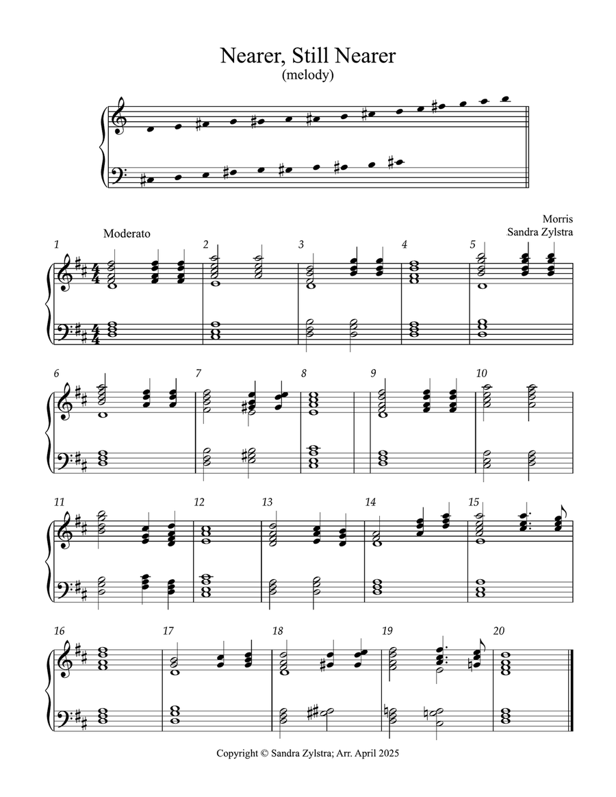 Nearer, Still Nearer (3 octave handbells) 3-Octaves scores gallery preview page 1