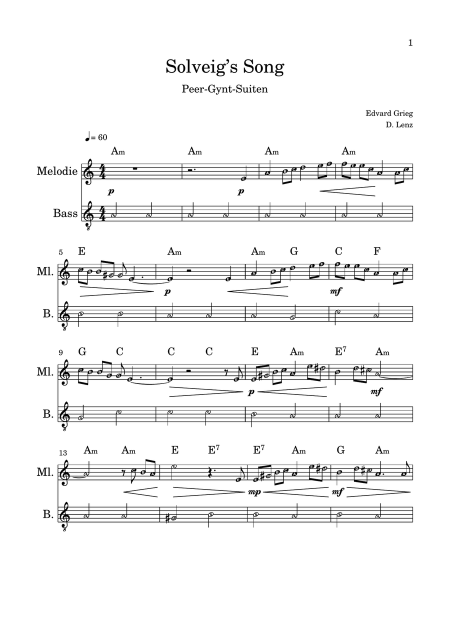 Solveig’s Song Solveig’s Song Glockenspiel scores gallery preview page 1