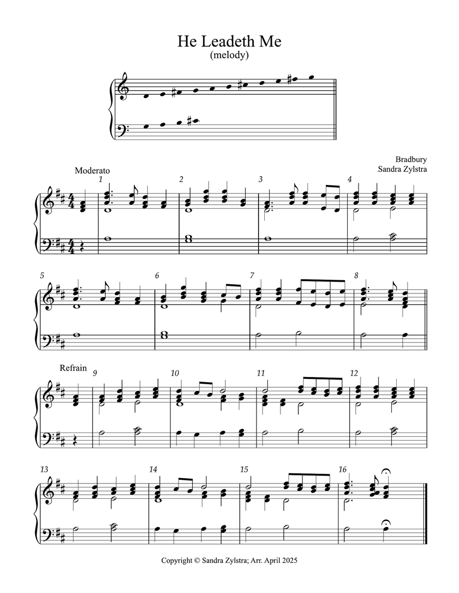 He Leadeth Me (2 octave handbells) 2-Octaves scores gallery preview page 1