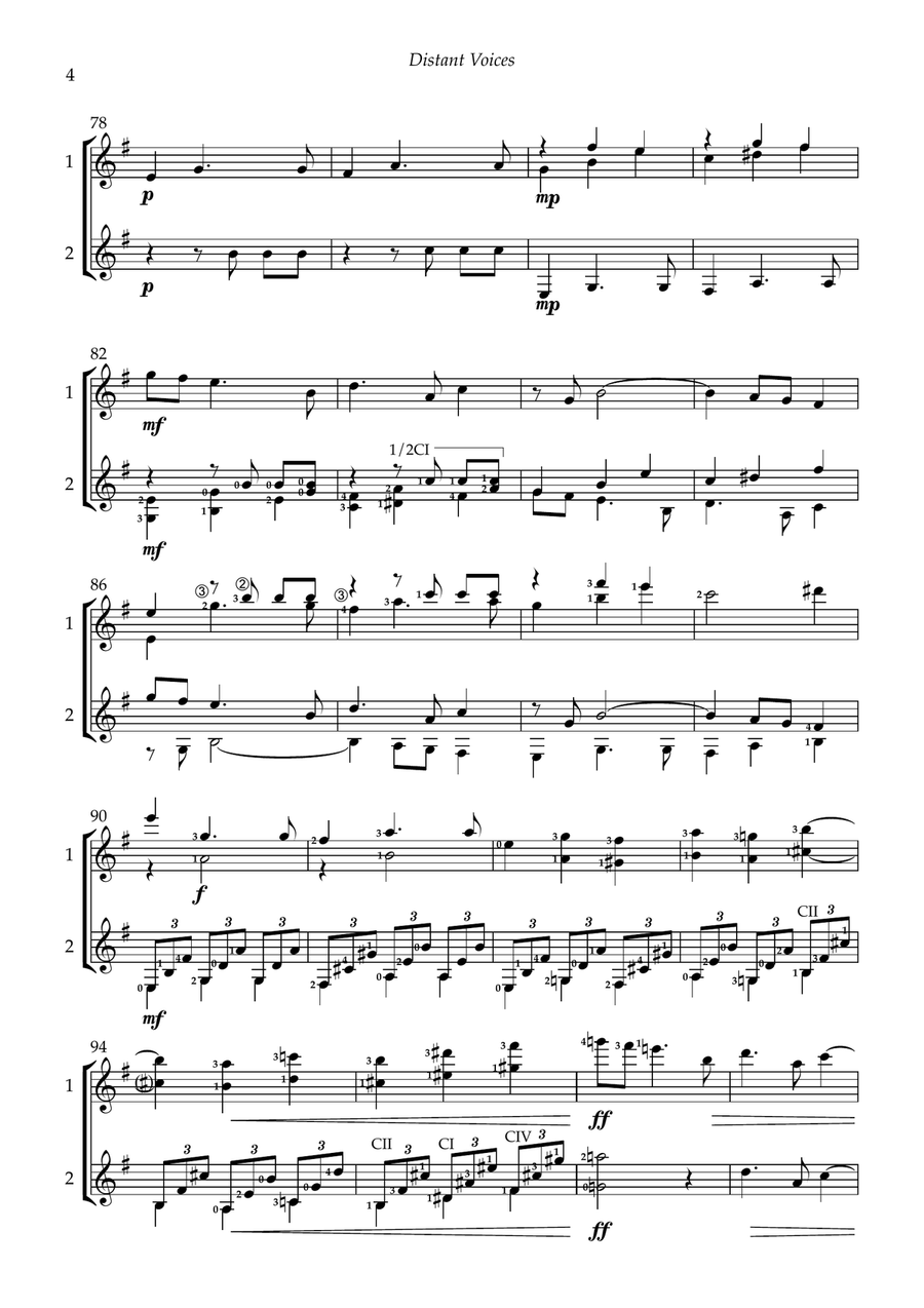 Distant Voices (for guitar duet) Chamber Music scores gallery preview page 6