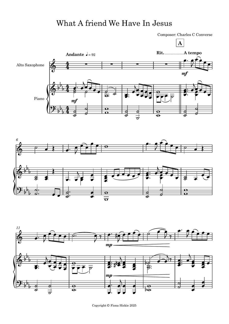 What a Friend We Have In Jesus Alto Saxophone scores gallery preview page 2