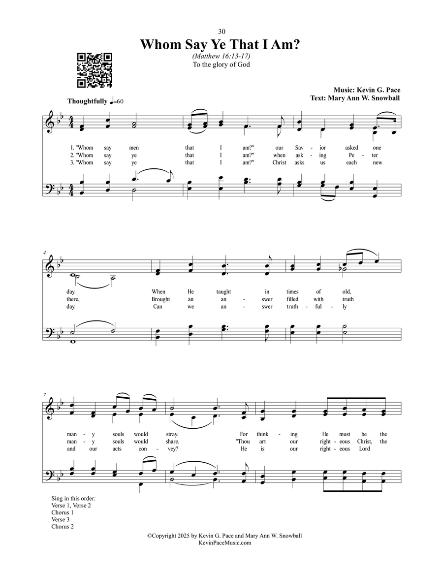 Whom Say Ye That I Am? a sacred hymn 4-Part scores gallery preview page 2