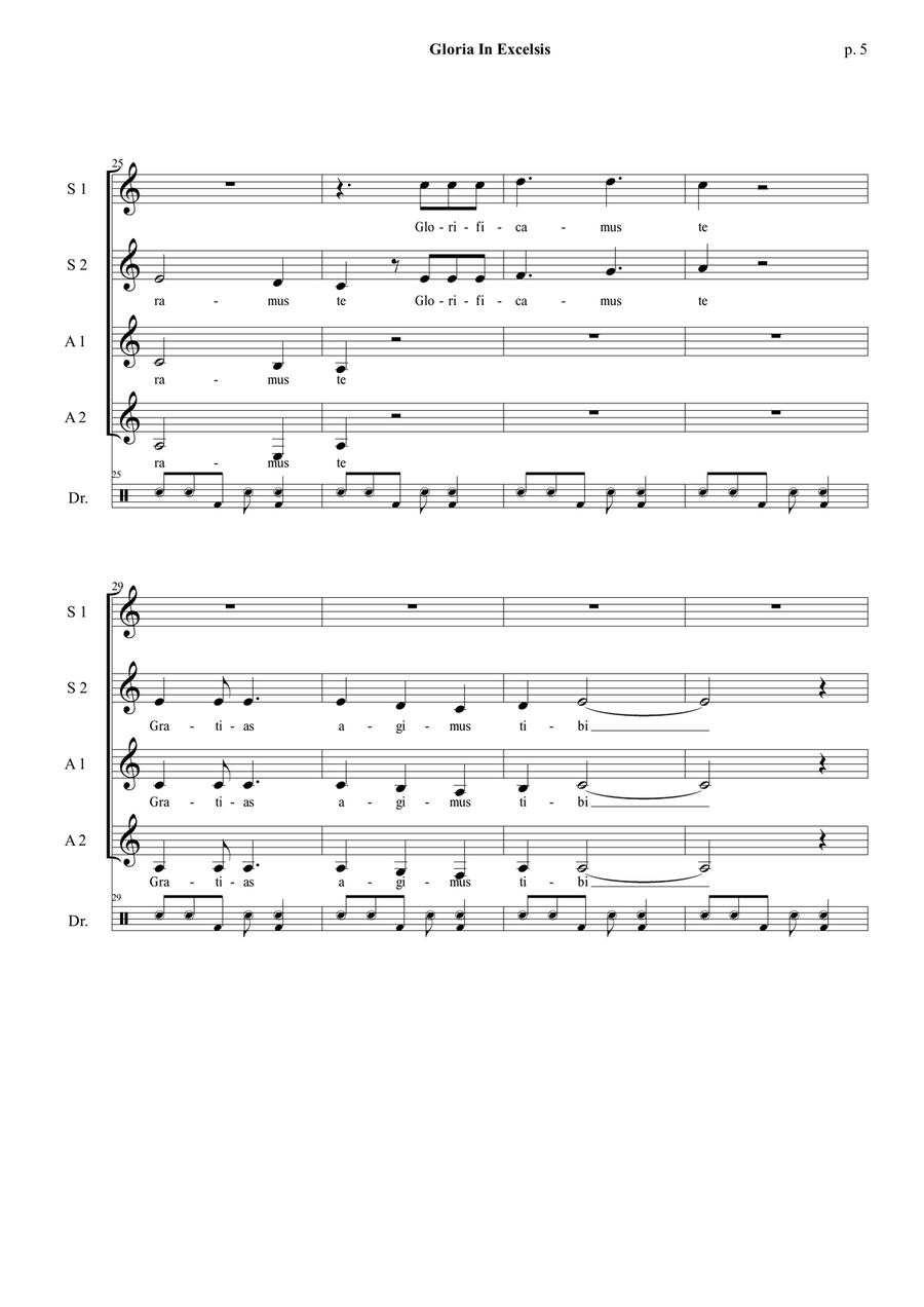 Gloria In Excelsis - SSAA with percussion SSAA scores gallery preview page 6
