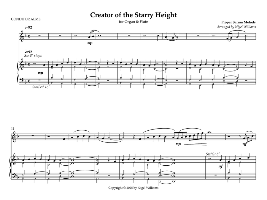 Creator of the Starry Height, for Organ and Flute Woodwind Duet scores gallery preview page 3