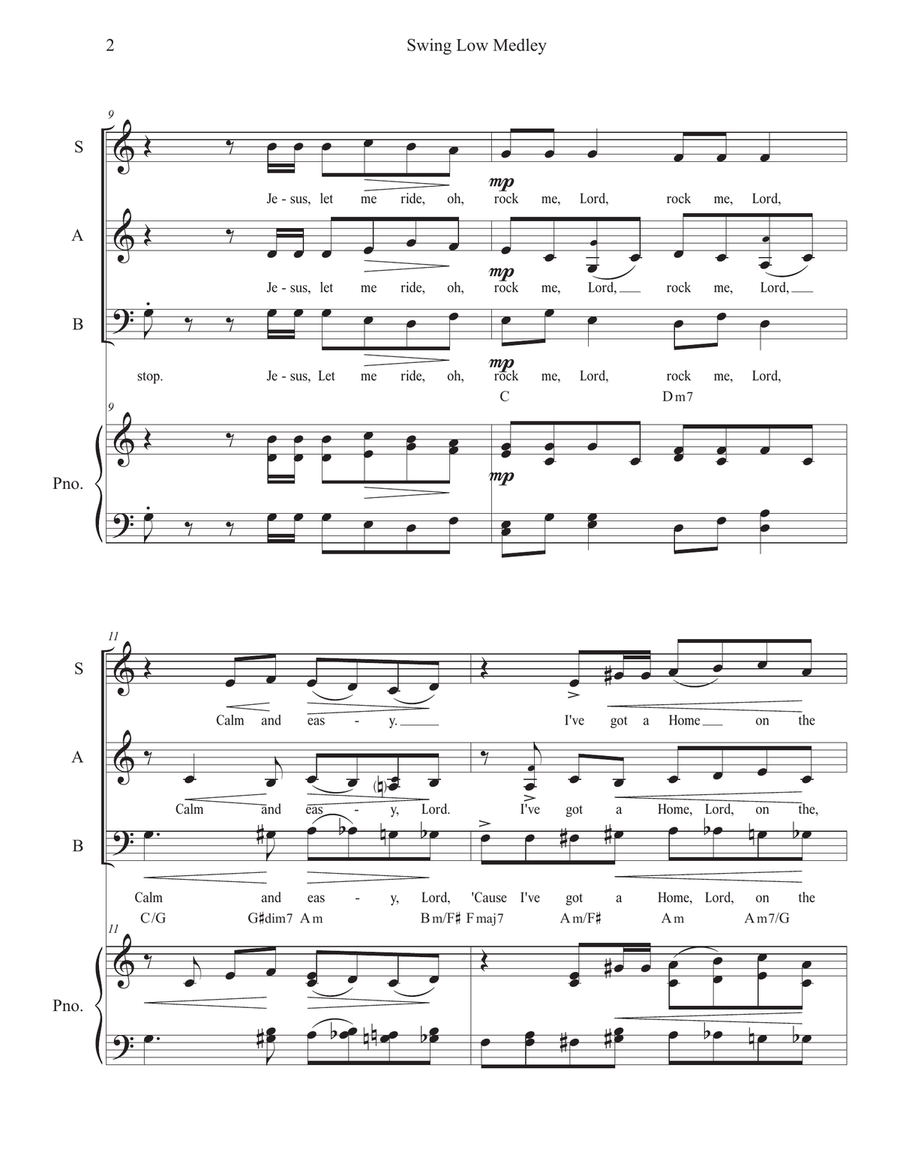 Swing Low Medley (Swing Down, Chariot; Swing Low; This Train; & I Wanna Be Ready) 3-Part scores gallery preview page 2