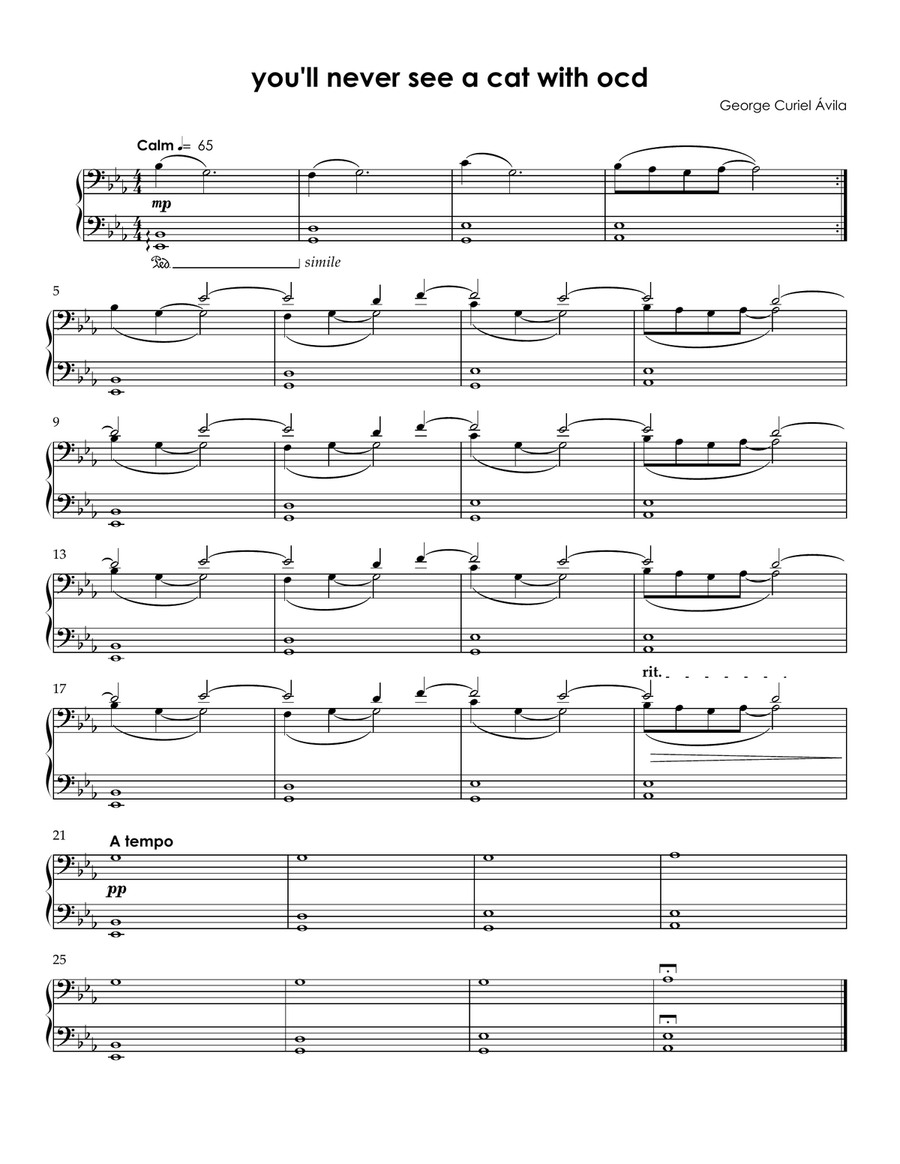 You'll Never See a Cat with OCD Piano Solo scores gallery preview page 1