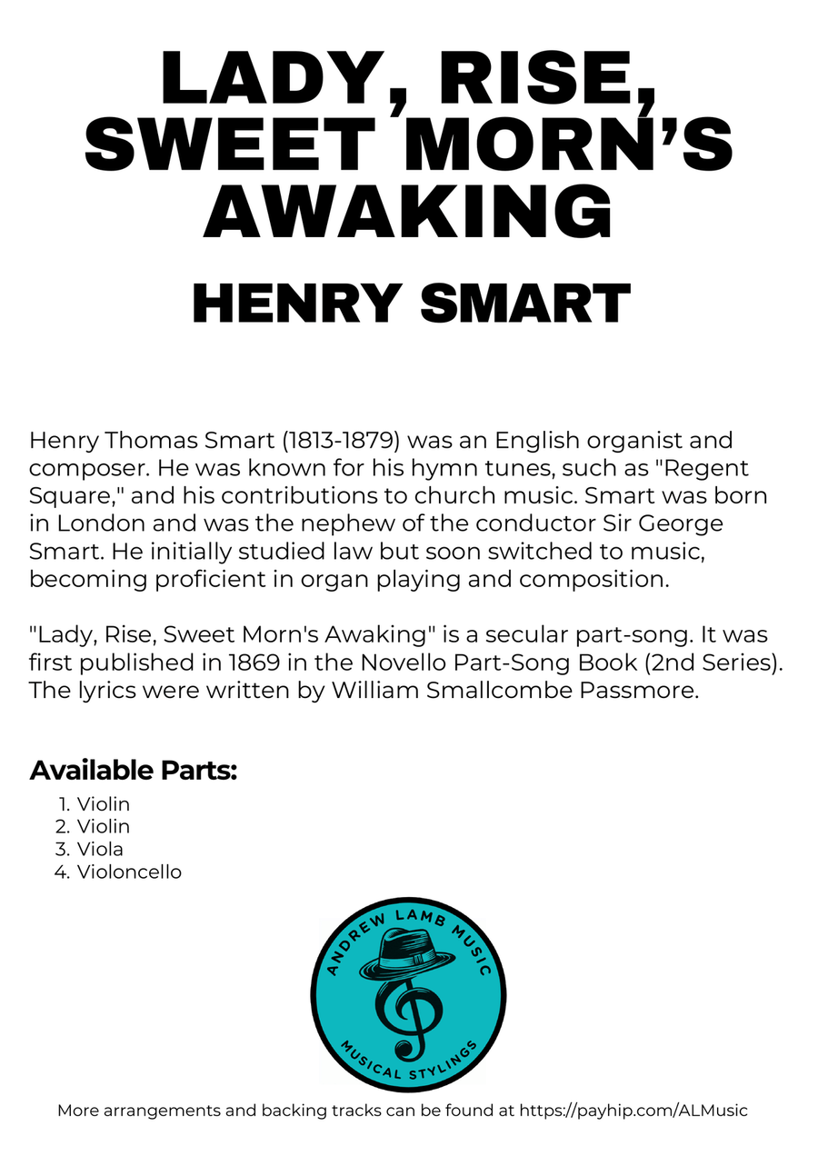 Henry Smart | Lady, Rise, Sweet Morn's Awaking | for String Quartet String Quartet scores gallery preview page 3
