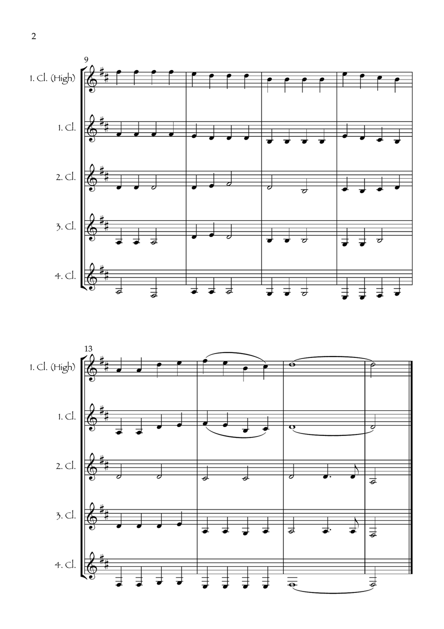 She'll Be Coming 'Round the Mountain for 4 clarinets (with optional chalumeau solo) Clarinet Quartet scores gallery preview page 3