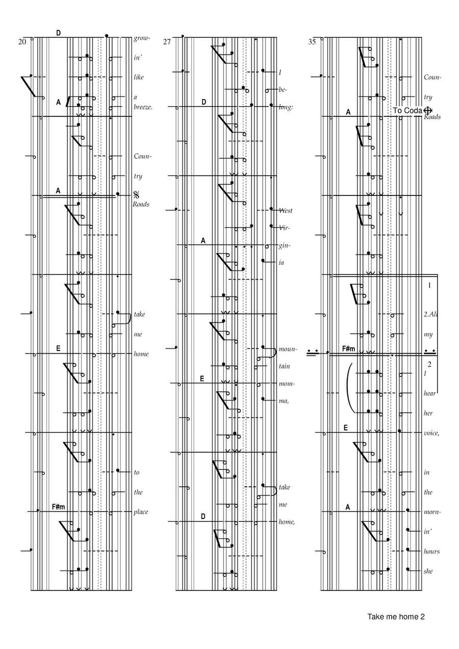Take Me Home, Country Roads Piano, Vocal scores gallery preview page 2