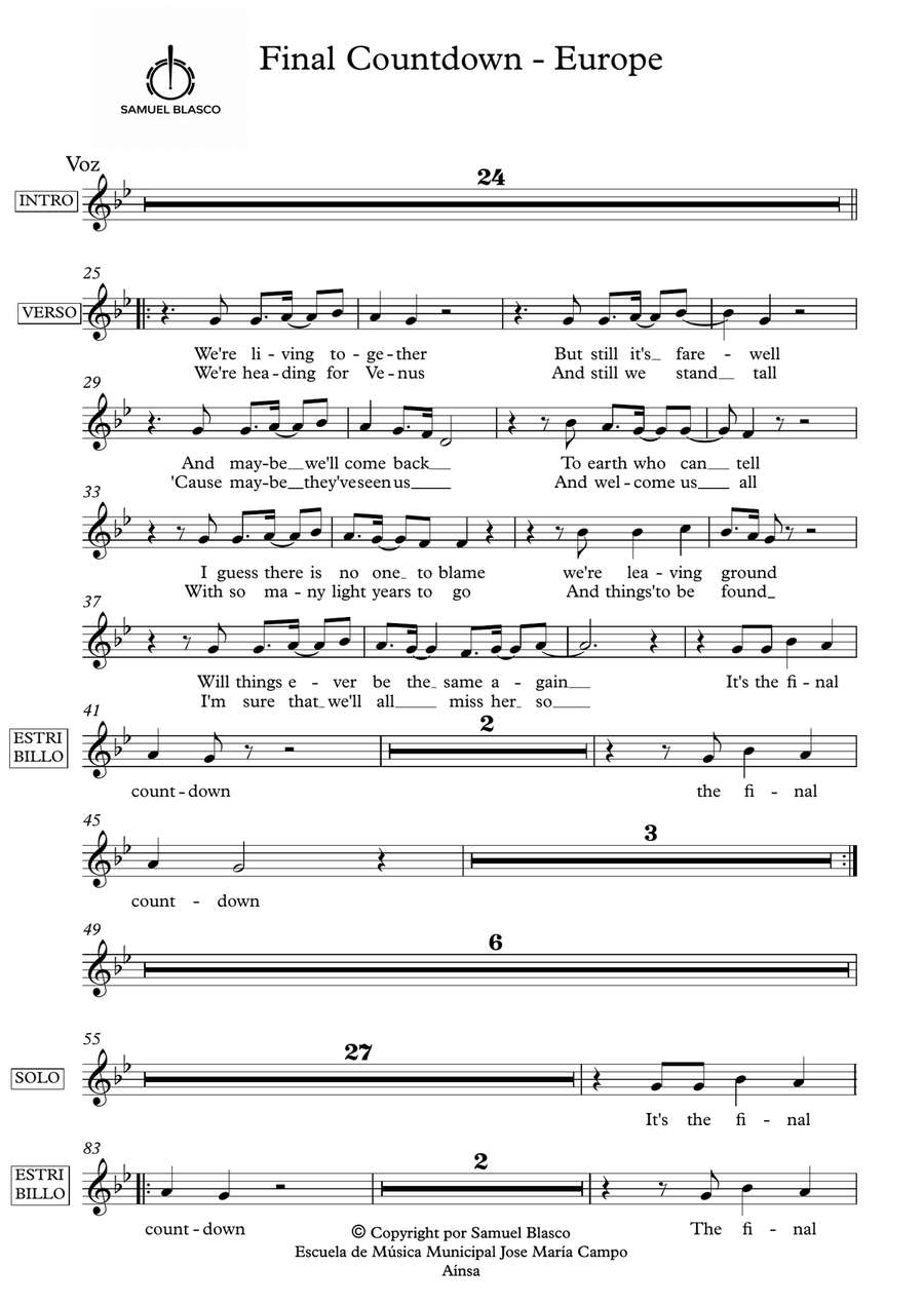 Final Countdown Final Countdown Jazz Ensemble scores gallery preview page 1