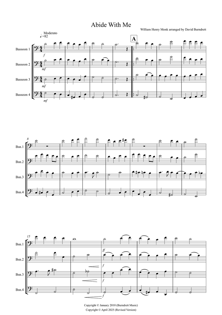 Abide With Me for Bassoon Quartet Bassoon Quartet scores gallery preview page 1