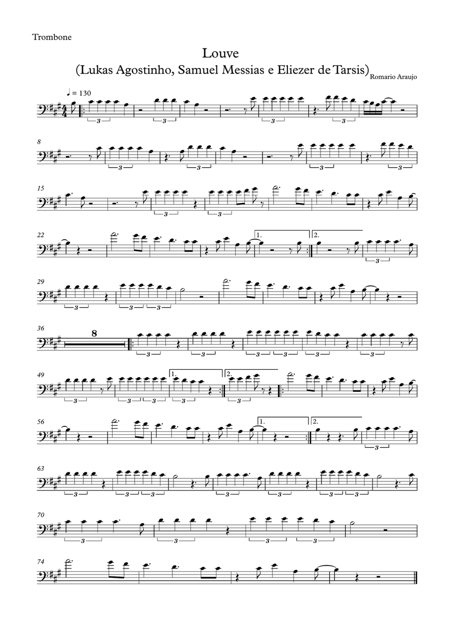 Praise Praise Trombone Solo scores gallery preview page 1