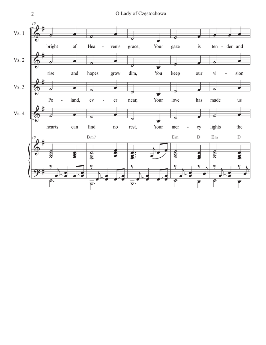 O Lady of Częstochowa (Vocal solo) by Stephen DeCesare Piano, Vocal - Digital Sheet Music page 2