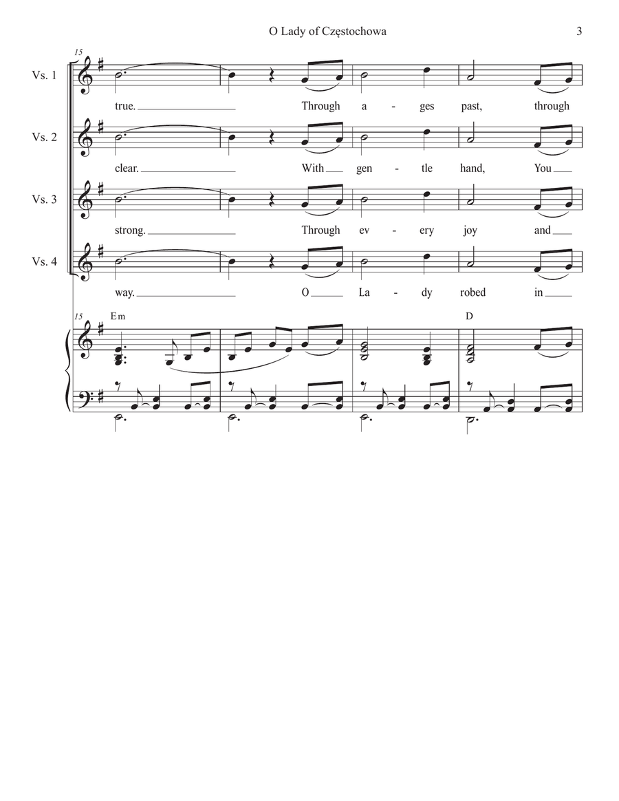 O Lady of Częstochowa (Vocal solo) by Stephen DeCesare Piano, Vocal - Digital Sheet Music page 3