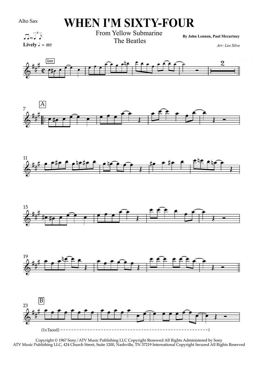 When I'm Sixty-Four Alto Saxophone scores gallery preview page 1