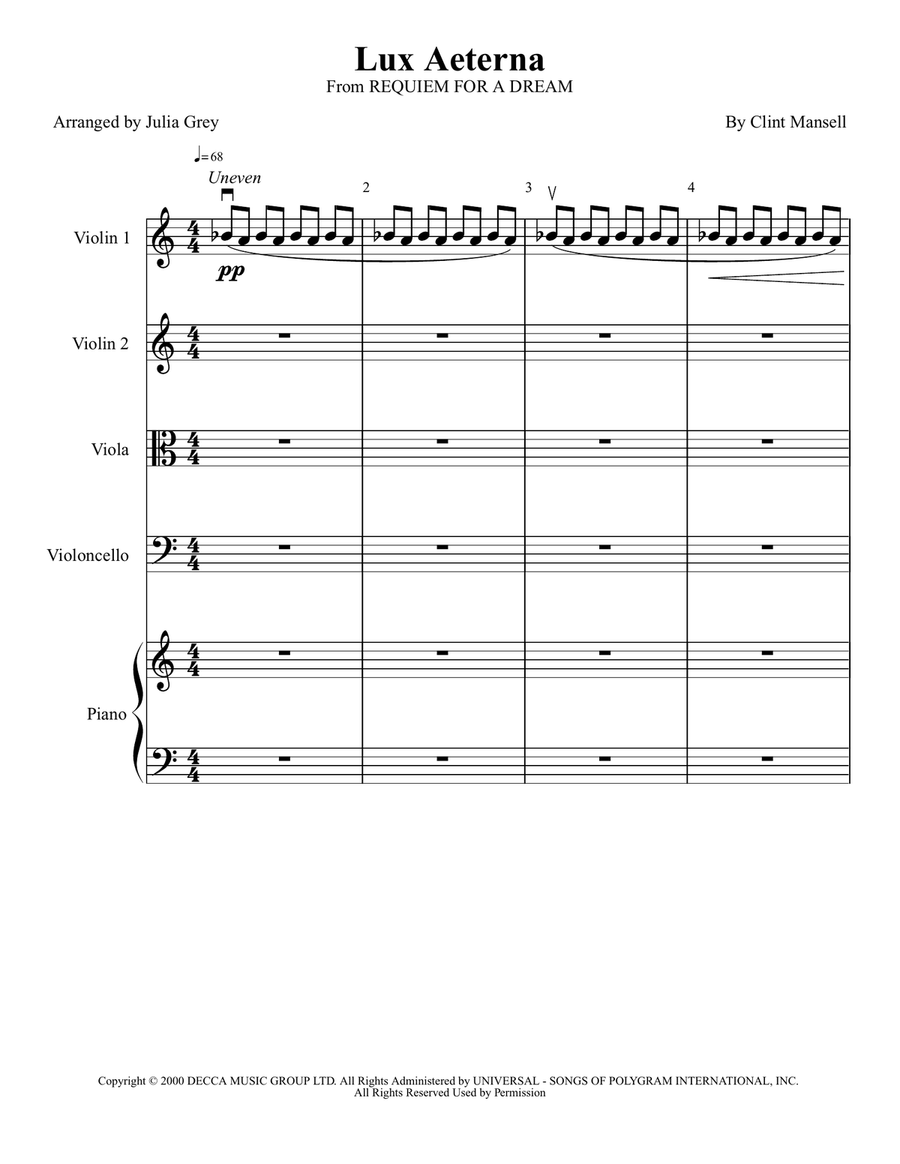Lux Aeterna Lux Aeterna String Orchestra scores gallery preview page 1