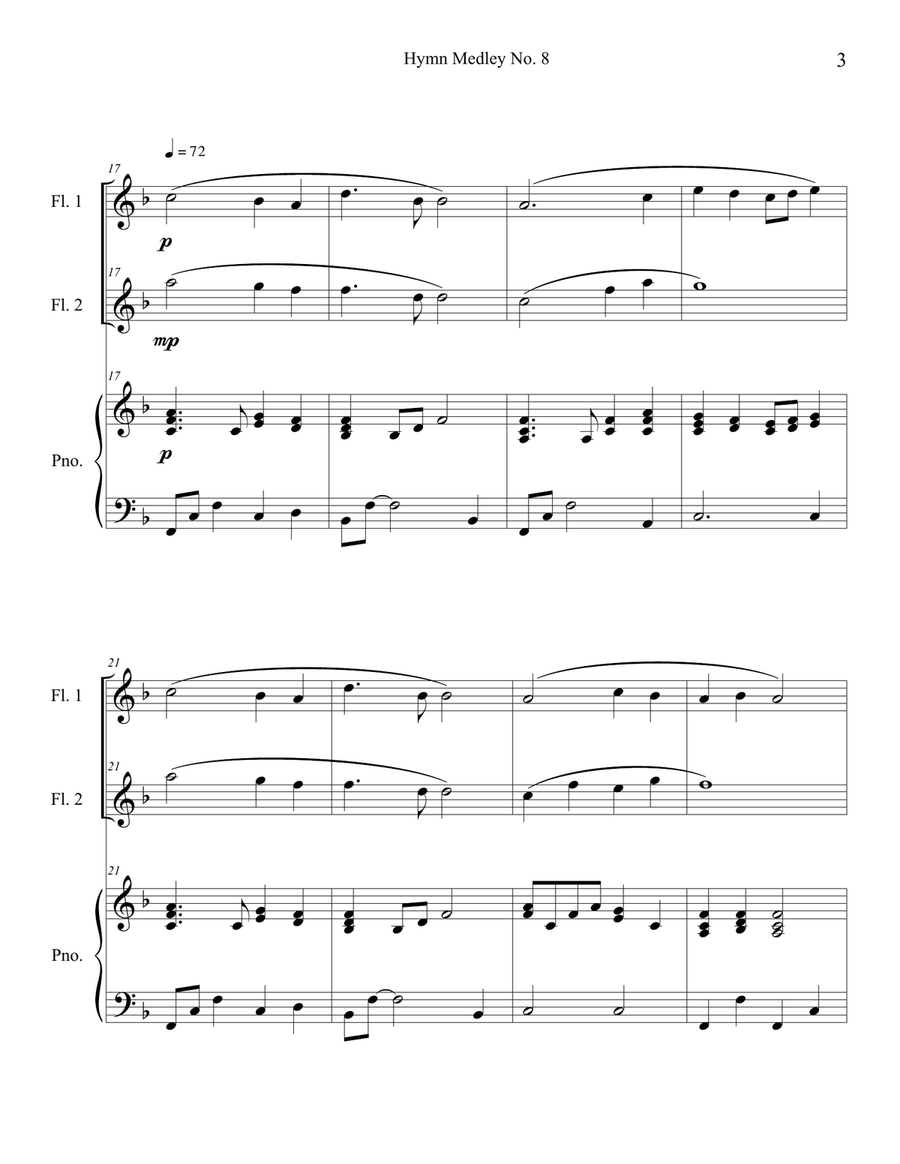 Hymn Medley No. 8 (Flute Duet with Piano Accompaniment) Flute Duet scores gallery preview page 3