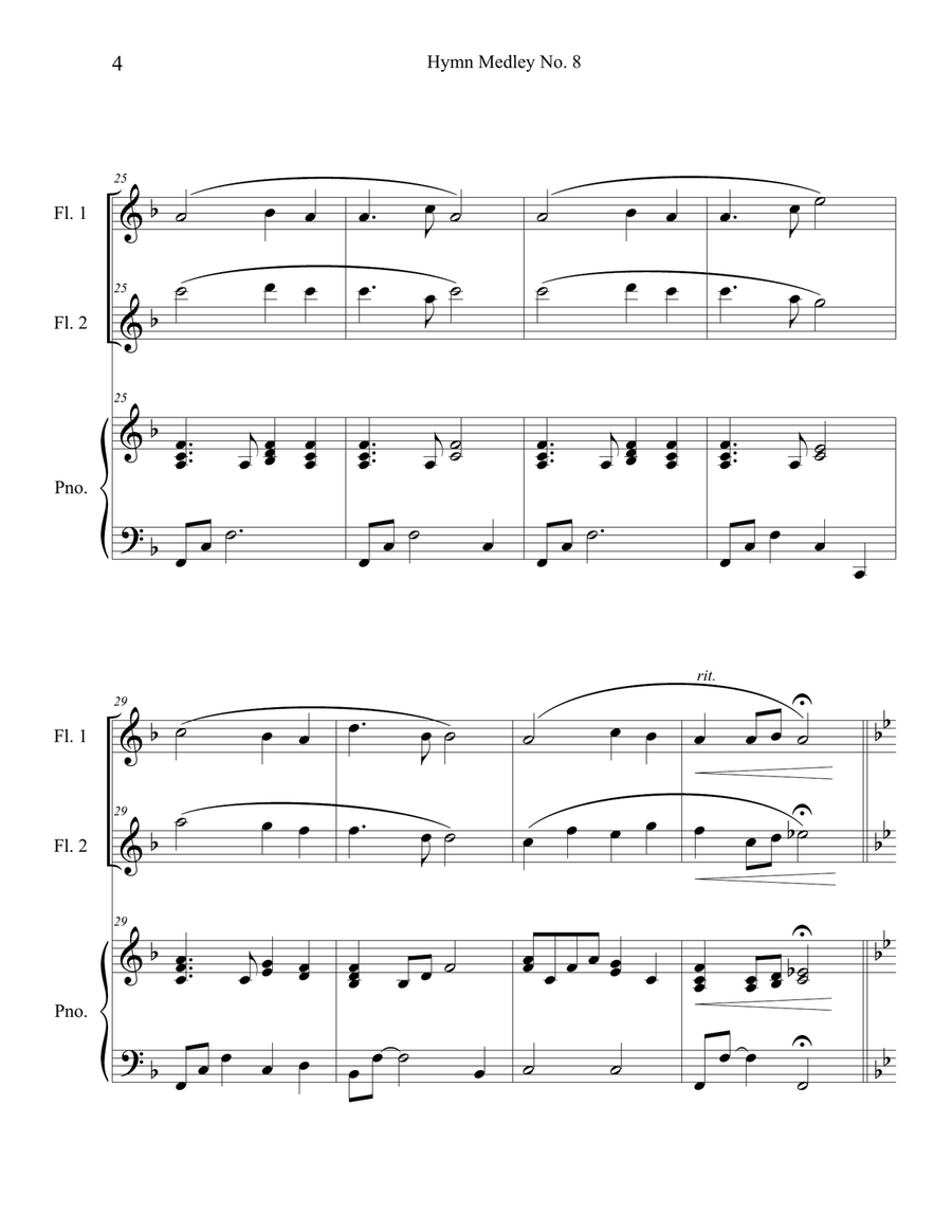 Hymn Medley No. 8 (Flute Duet with Piano Accompaniment) Flute Duet scores gallery preview page 4