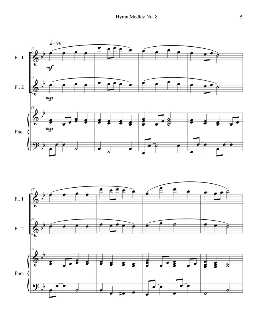 Hymn Medley No. 8 (Flute Duet with Piano Accompaniment) Flute Duet scores gallery preview page 5