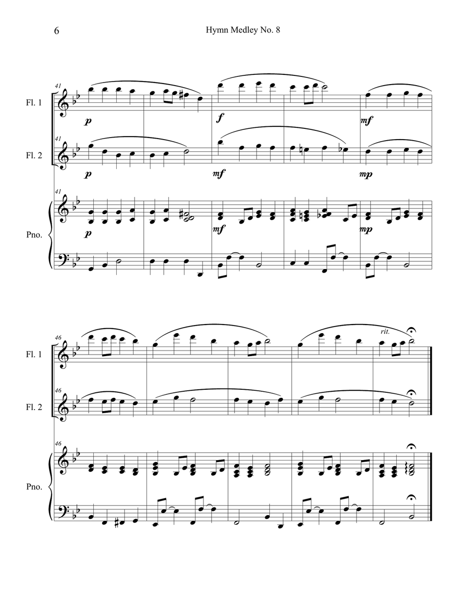 Hymn Medley No. 8 (Flute Duet with Piano Accompaniment) Flute Duet scores gallery preview page 6
