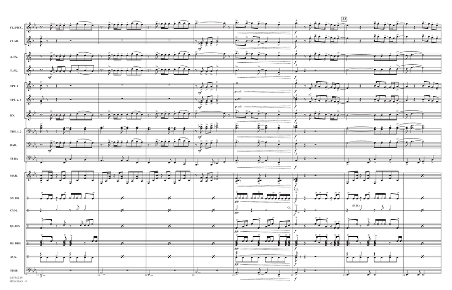 We're Back (from Moana 2) (arr. Matt Conaway) - Conductor Score (Full Score) Marching Band scores gallery preview page 4