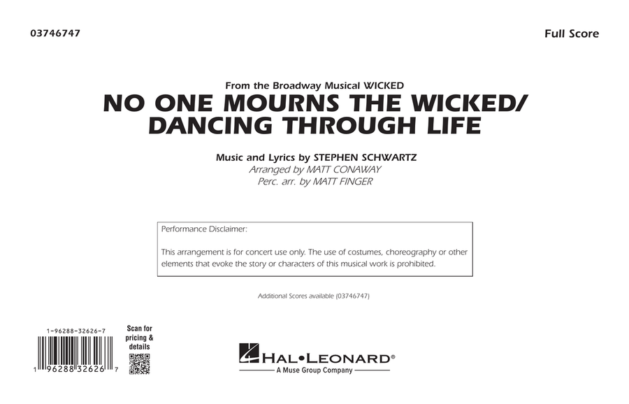 No One Mourns The Wicked / Dancing Through Life (arr. Matt Conaway) - Conductor Score (Full Score) Marching Band scores gallery preview page 1