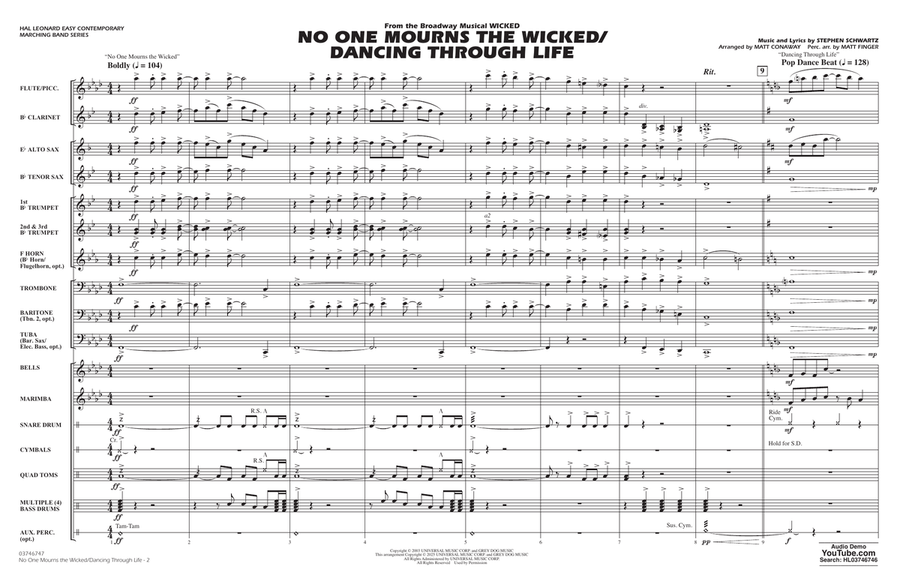 No One Mourns The Wicked / Dancing Through Life (arr. Matt Conaway) - Conductor Score (Full Score) Marching Band scores gallery preview page 2