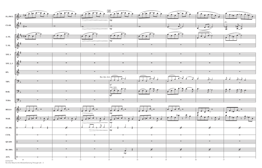 No One Mourns The Wicked / Dancing Through Life (arr. Matt Conaway) - Conductor Score (Full Score) Marching Band scores gallery preview page 3