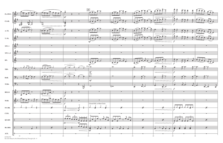 No One Mourns The Wicked / Dancing Through Life (arr. Matt Conaway) - Conductor Score (Full Score) Marching Band scores gallery preview page 4