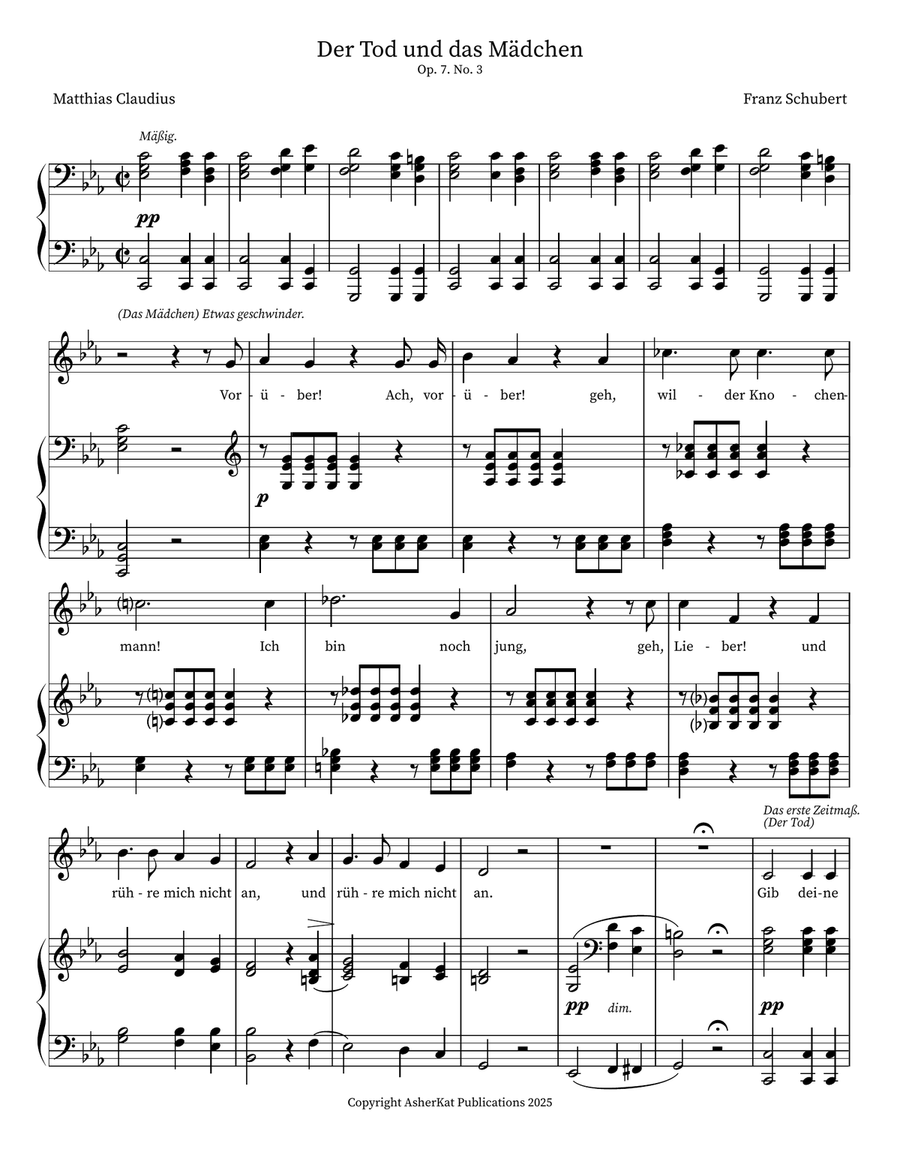 Der Tod und das Mädchen in C minor Piano, Vocal scores gallery preview page 1